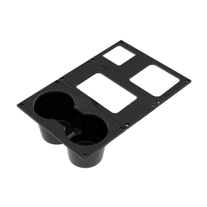 Front view of matte black aluminium centre console cup holder for INEOS Grenadier 2023+