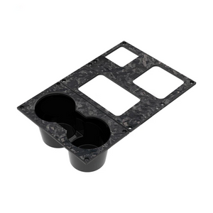 Side view of forged carbon fibre centre console cup holder for INEOS Grenadier 2023+