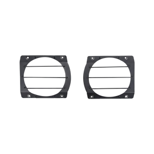 Front headlight guards installed on INEOS Grenadier, black aluminium alloy design with rugged OEM-style fit.