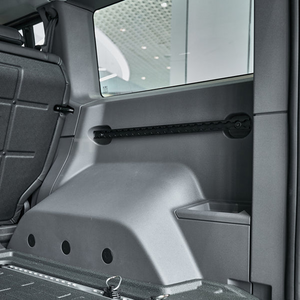 Optimized trunk cargo space of an INEOS Grenadier with side expansion racks.