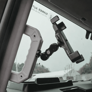 Ineos Grenadier off-road driver side A-pillar grab handle providing entry support and stability
