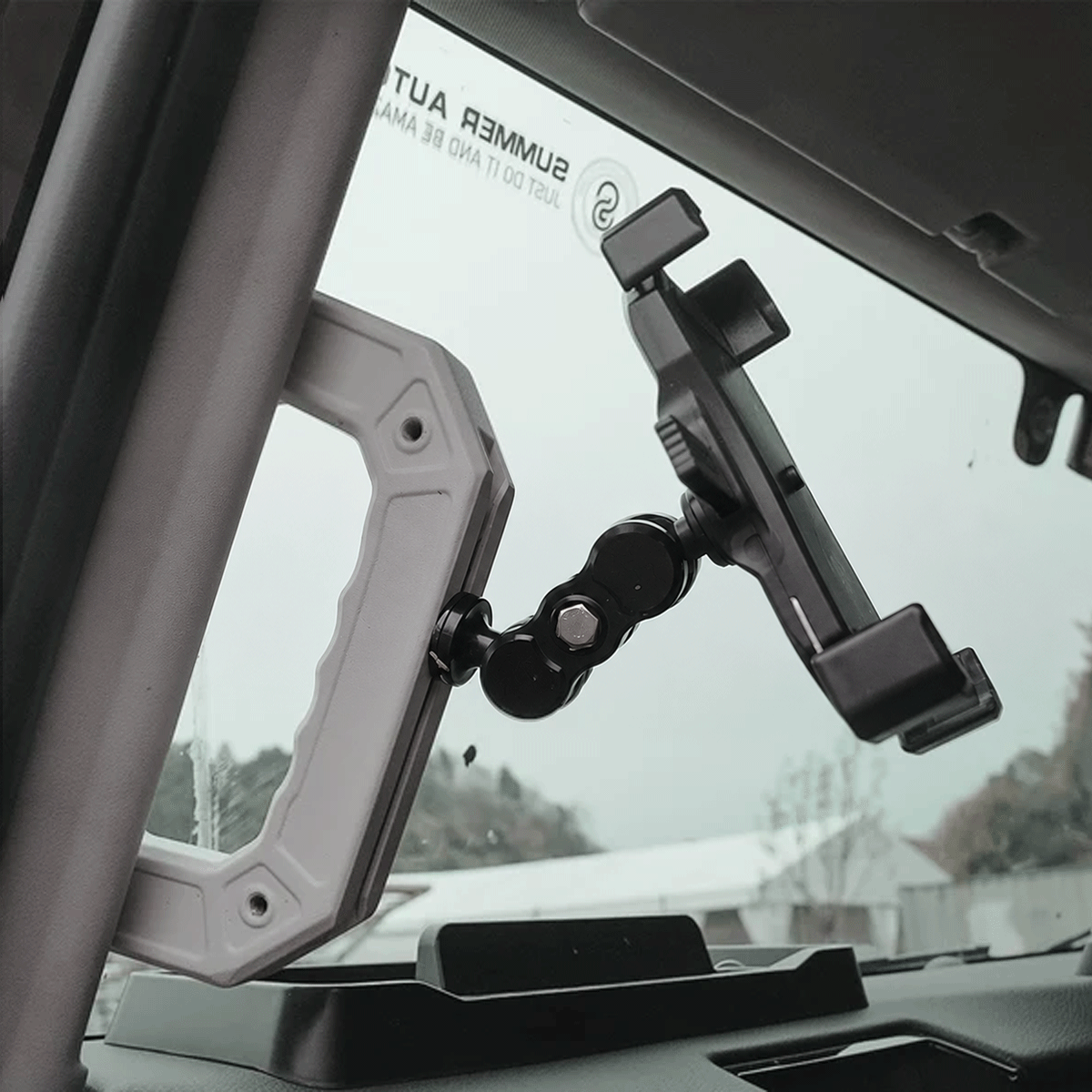 Heavy duty aluminium A-pillar grab handle with powder coated finish for Ineos Grenadier