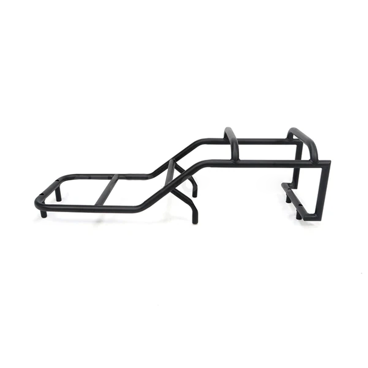 Side view of carbon steel rear tailgate ladder rack for INEOS Grenadier, showing heavy-duty construction and secure mounting design.