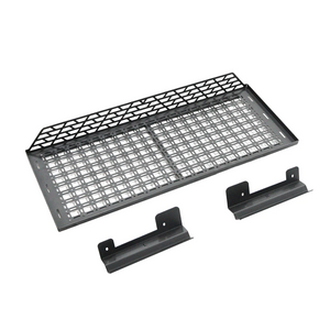Upper storage shelf in INEOS Grenadier rear cargo area keeping smaller items organised and easily accessible.