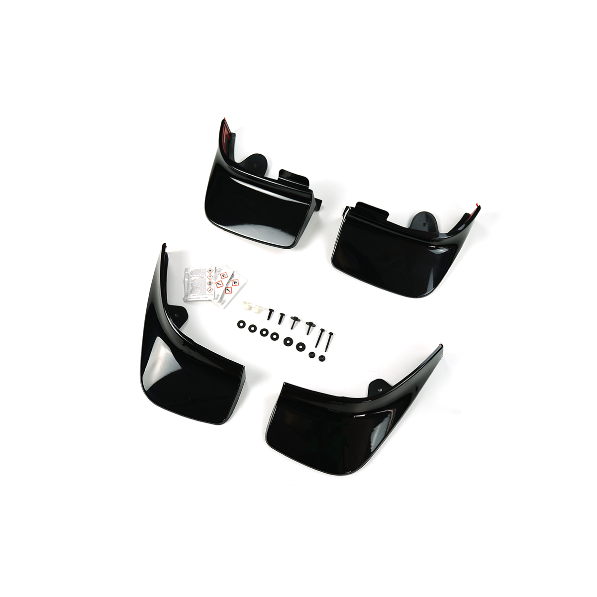 Close-up gloss black finish mud flaps Range Rover L460