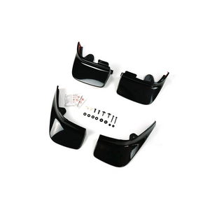 Close-up gloss black finish mud flaps Range Rover L460