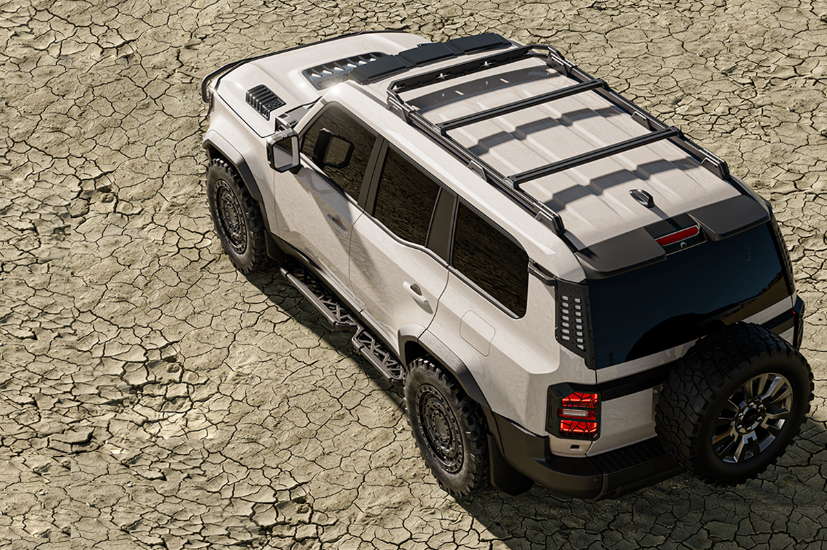 "Durable off-road aluminium roof frame for Toyota Land Cruiser LC250 with no-drill installation"