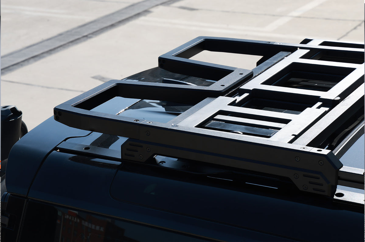 Black Finish Roof Ladder Upgrade - PLOMOR Defender 110 Carbon Fibre Roof Ladder – Black, OEM Fit, No Drill