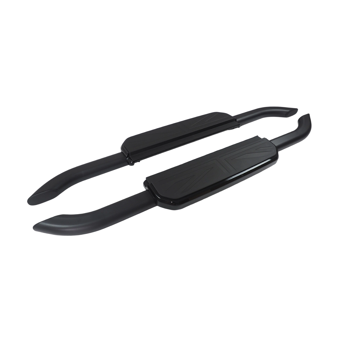 Black and silver trim aluminium side steps for Defender 110