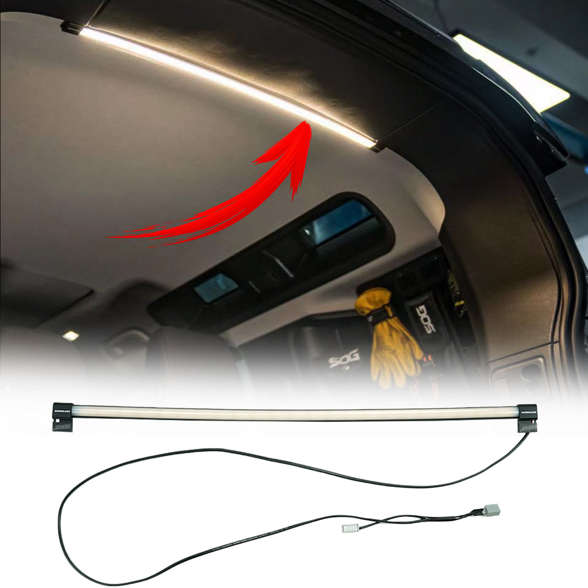 LED Cargo Area Light Bar Installed in Land Rover Defender 90 110