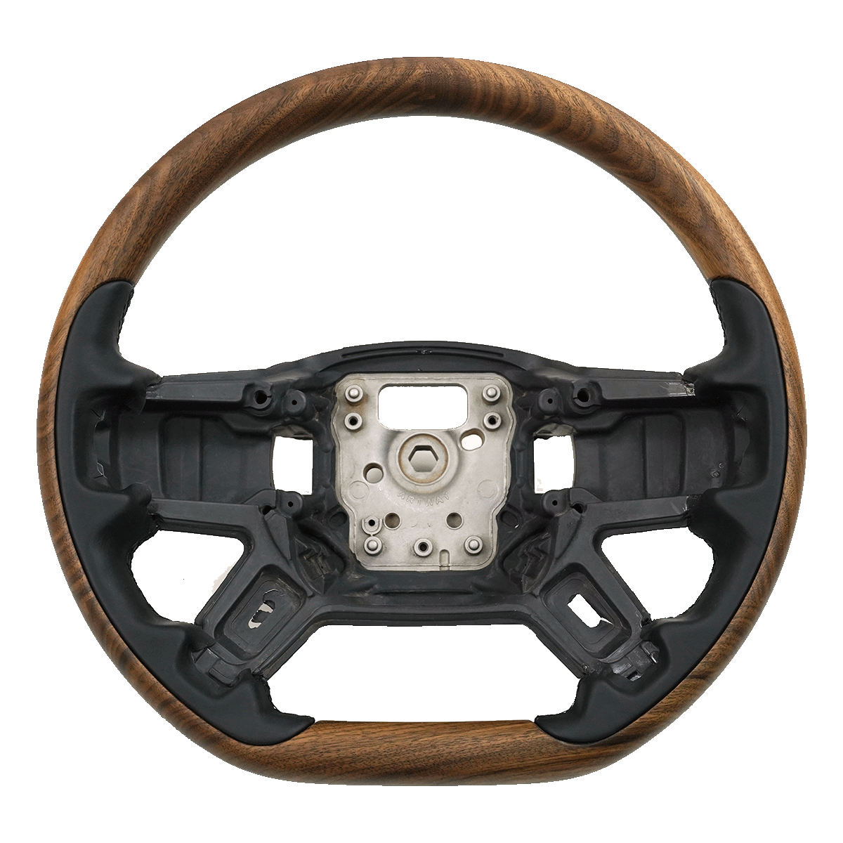 Land Rover Defender 90/110 walnut & Nappa leather steering wheel front view