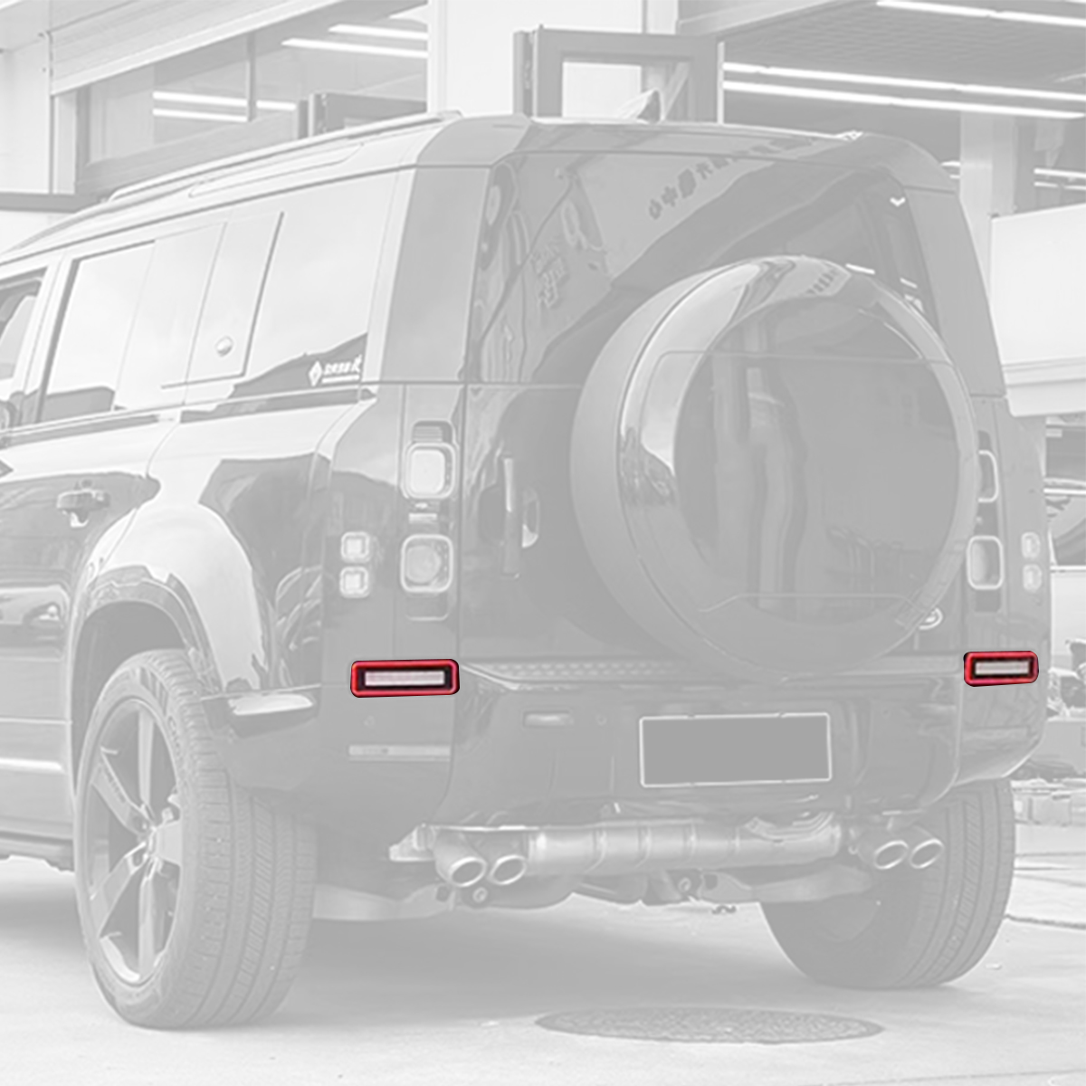 Land Rover Defender L663 2020 Rear LED Reflector Installed Red Lens