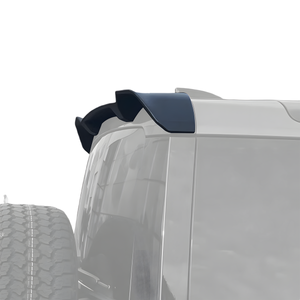 Sporty rear roof spoiler installed on Land Rover Defender L663 90/110 for enhanced aerodynamics
