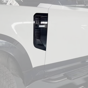 Defender 90/110 LED Side Vents with Light Effect Installed | Gloss Black ABS