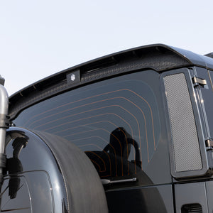 Land Rover Defender rear spoiler installed side angle view aerodynamic upgrade