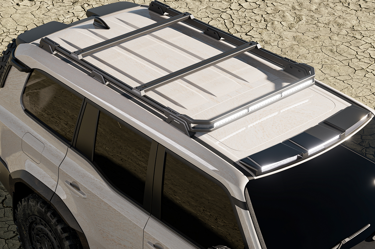 LC250 Roof Frame with 3 LED Lights - Heavy Duty Roof Rack with 3 LED Lights for Land Cruiser LC250 (1958 Model)