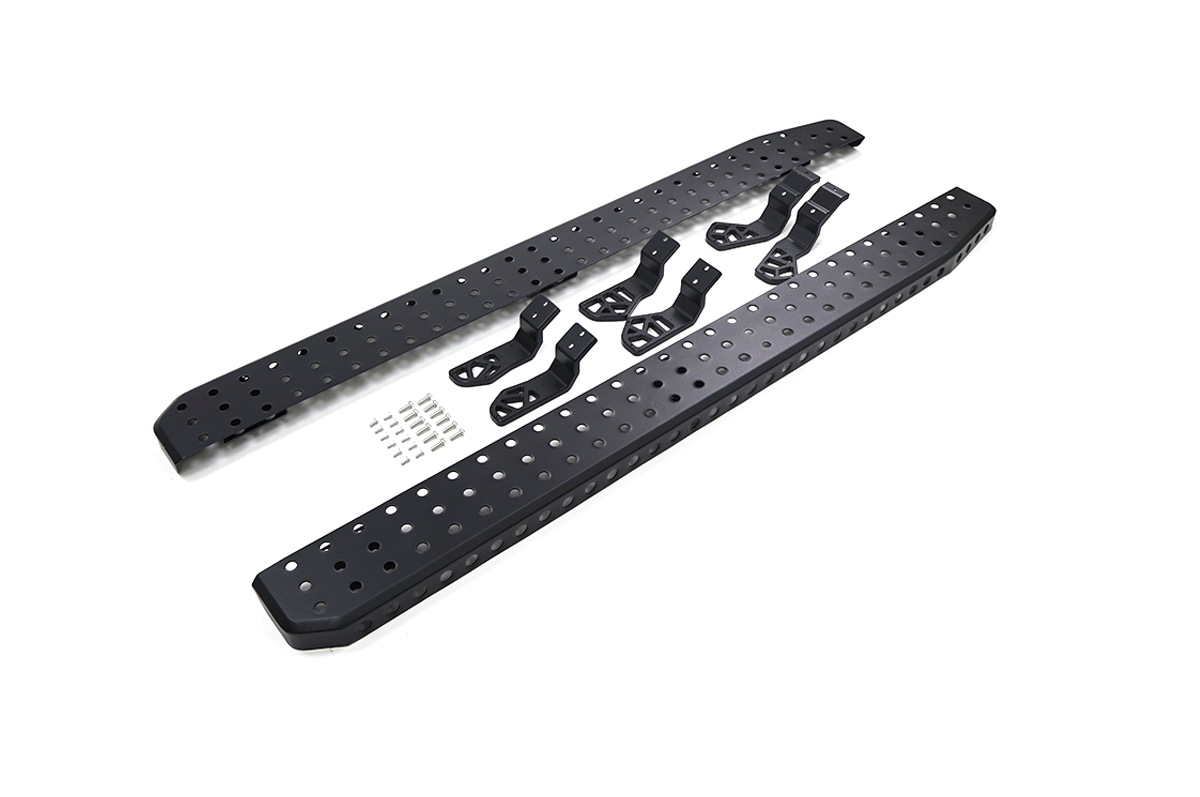Stylish Matte Black Finish - PLOMOR Steel Perforated Side Steps for Toyota Land Cruiser LC250 2024-2026 | Off-Road Upgrade