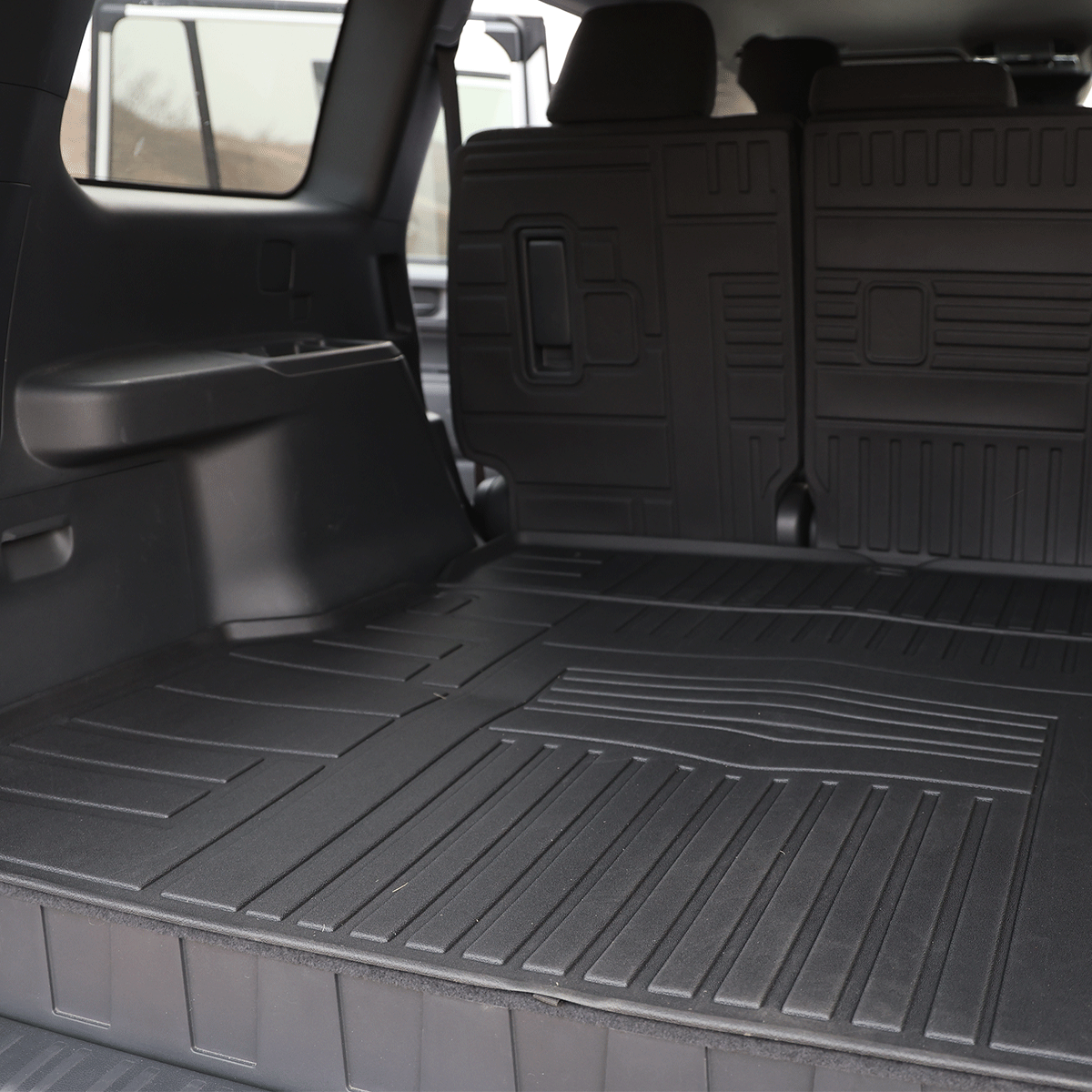 Toyota LC250 2024-2026 front floor mats installed, all-weather TPE protection