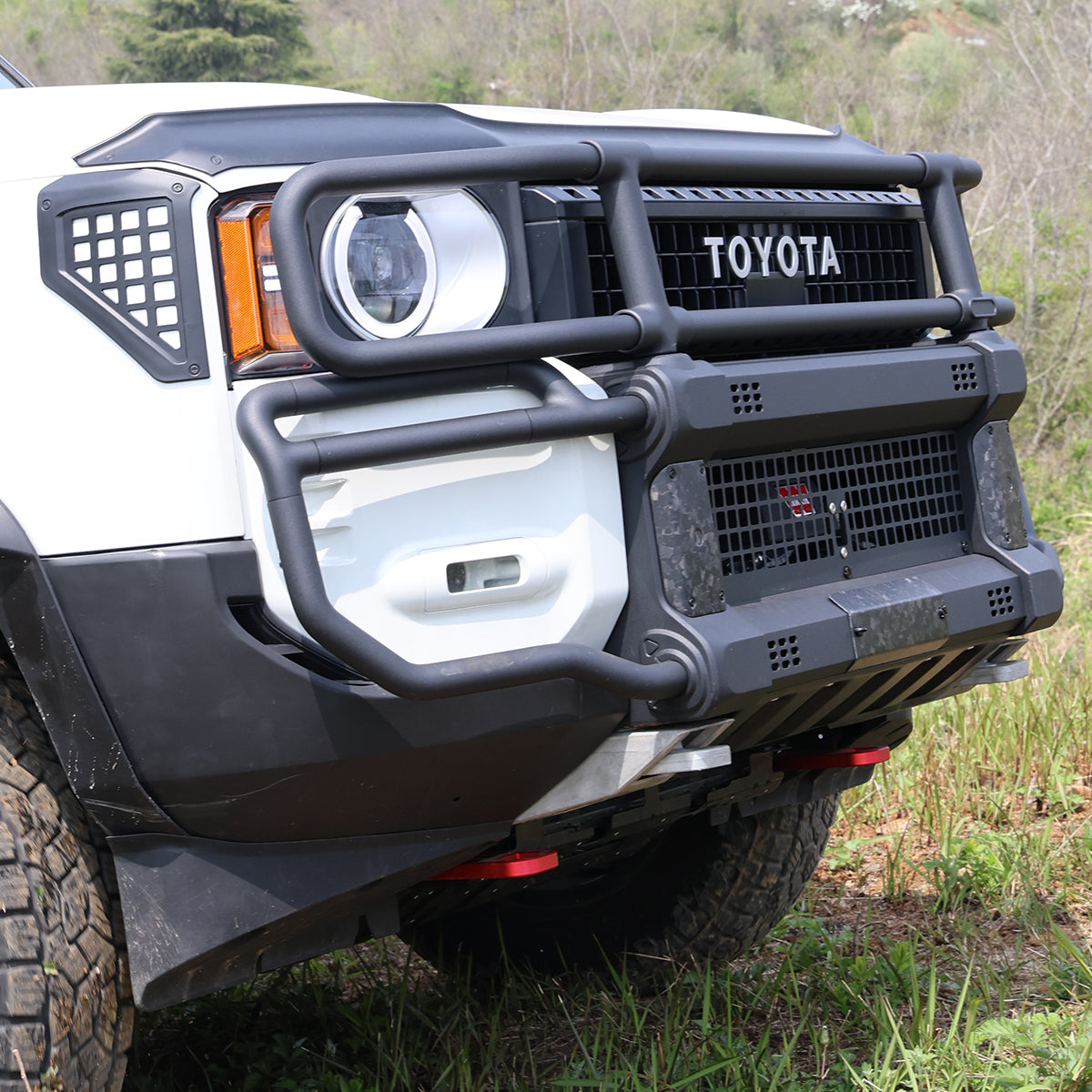 LC250 front bumper with integrated light mounts