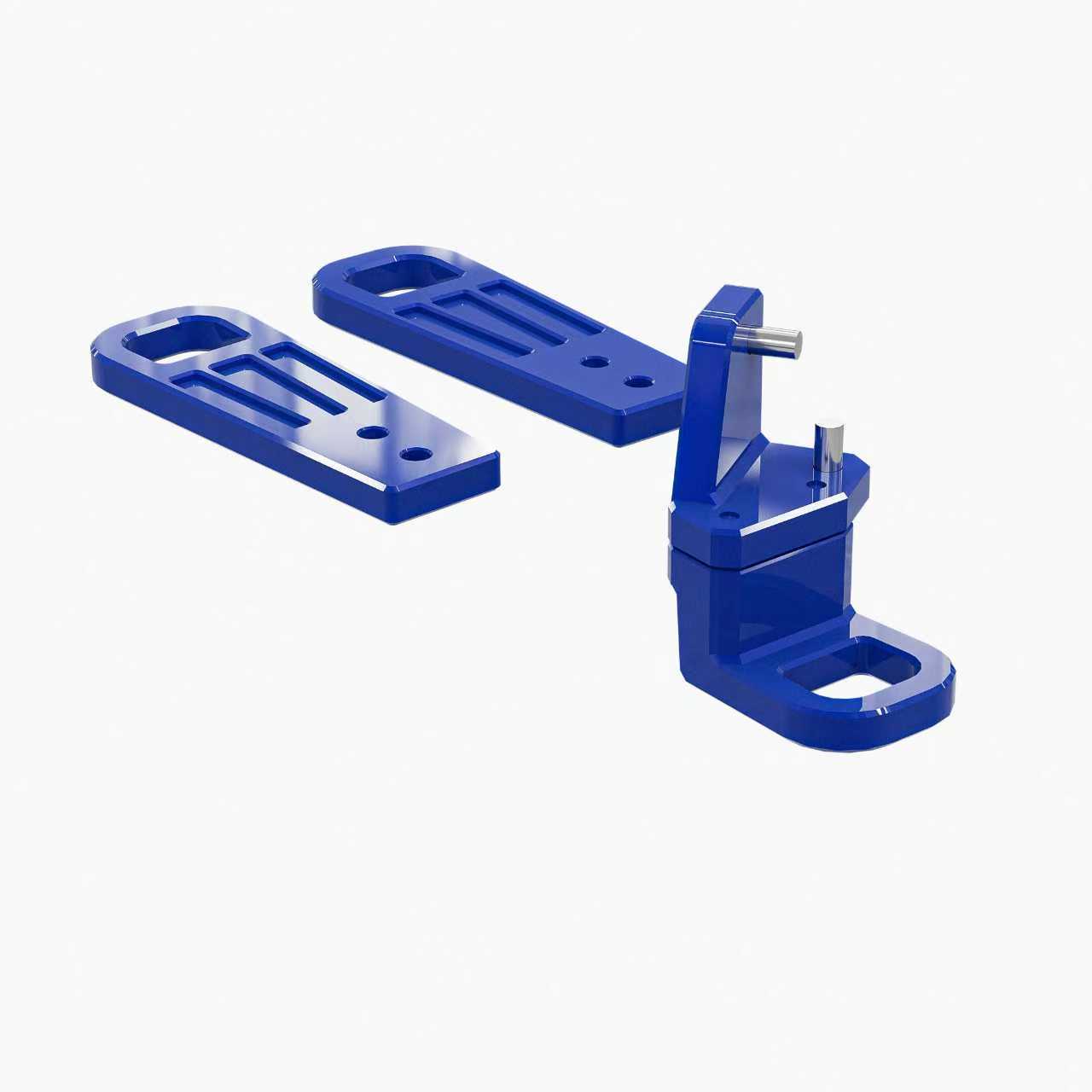 Front and rear tow hook kit for Toyota LC250 featuring horizontal rear hook design for safer recovery angles.