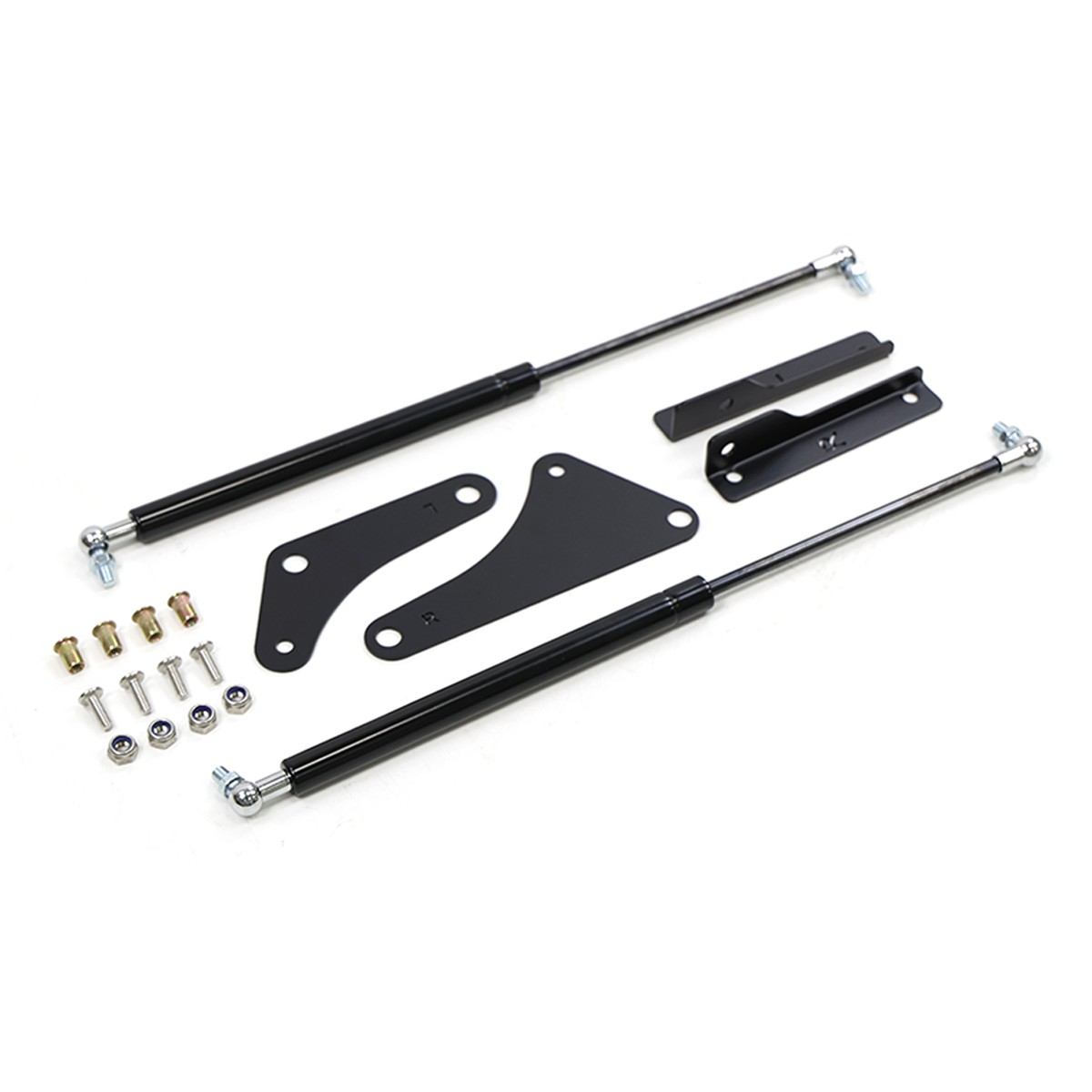 Complete hood gas struts lift kit for Toyota Land Cruiser LC250 including brackets and hardware