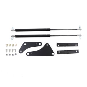 Custom mounting brackets for LC250 hood gas struts designed for drill-free installation
