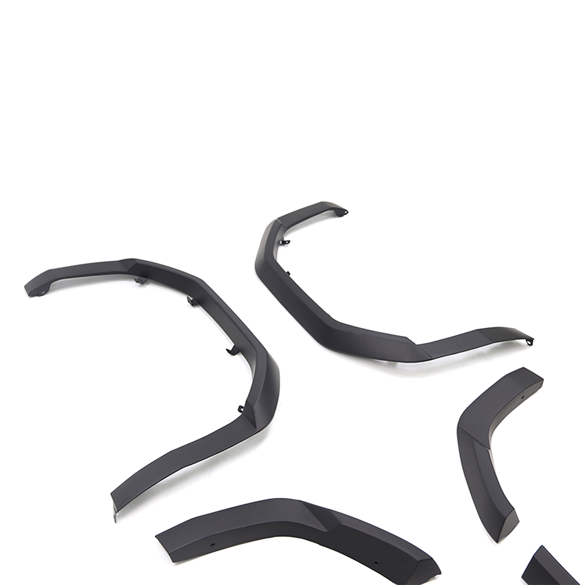 Close-up of LC250 PP injection-moulded fender flares with OEM clip points, drill-free installation