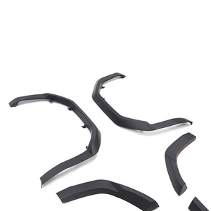 Close-up of LC250 PP injection-moulded fender flares with OEM clip points, drill-free installation