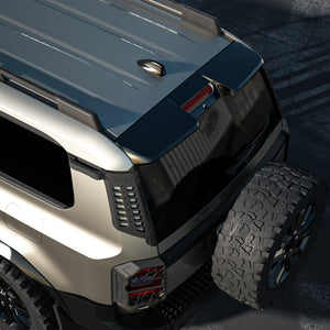 LC250 Gloss Black Rear Roof Spoiler with Factory Black Roof Rack