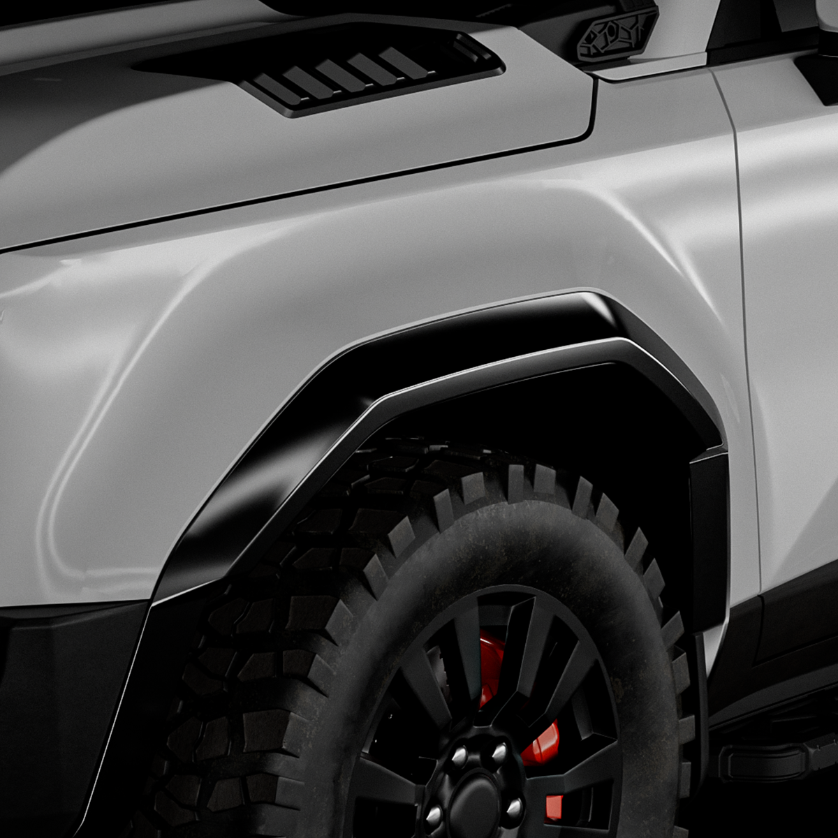 Front and rear wide-body fender flares for Toyota Land Cruiser LC250, black matte PP, added width for better protection