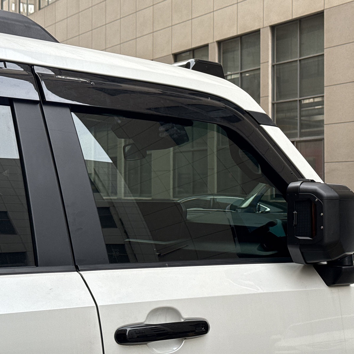 PLOMOR LC250 full window visors rain guards installed OEM style upgrade