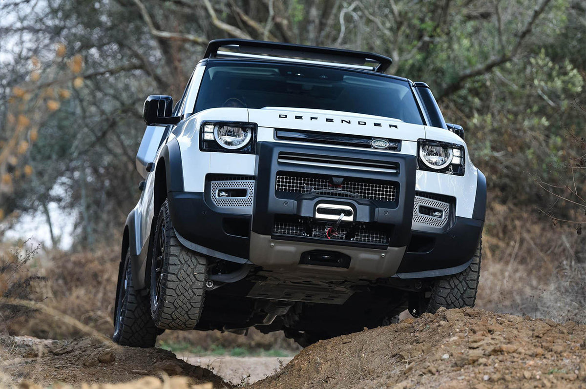 Silver Finish with Factory Contour - PLOMOR Front Bumper Corner Trim – Black for Land Rover Defender 90/110/130
