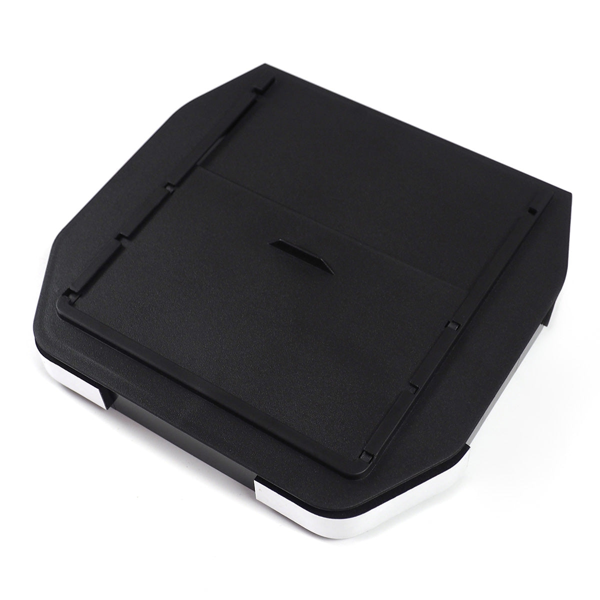PLOMOR armrest storage box ABS material close up texture