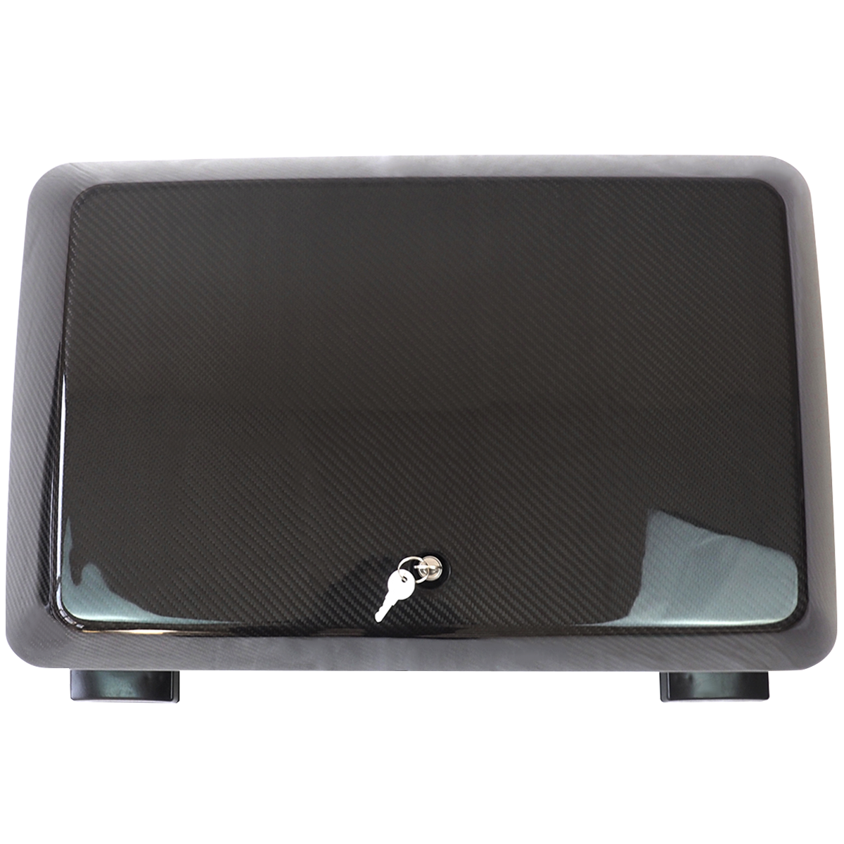 PLOMOR carbon fibre side storage box for Land Rover Defender 90/110/130 front view