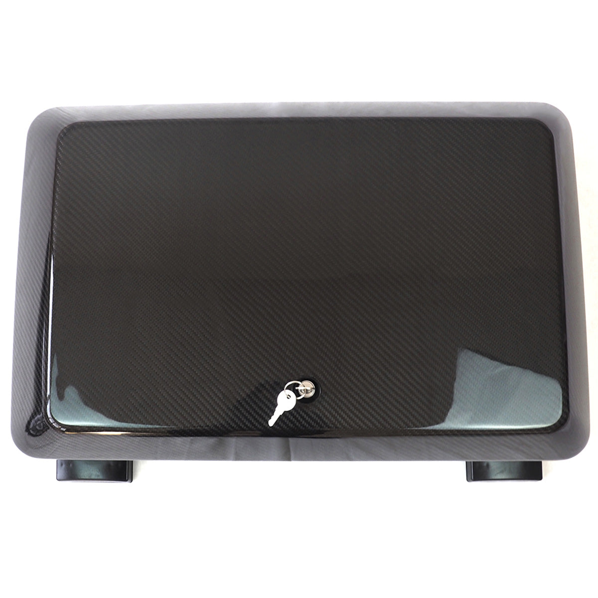 PLOMOR carbon fibre side storage box for Defender angled view