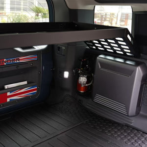 PLOMOR Defender 110 Rear Cargo Rack Installed Angled View