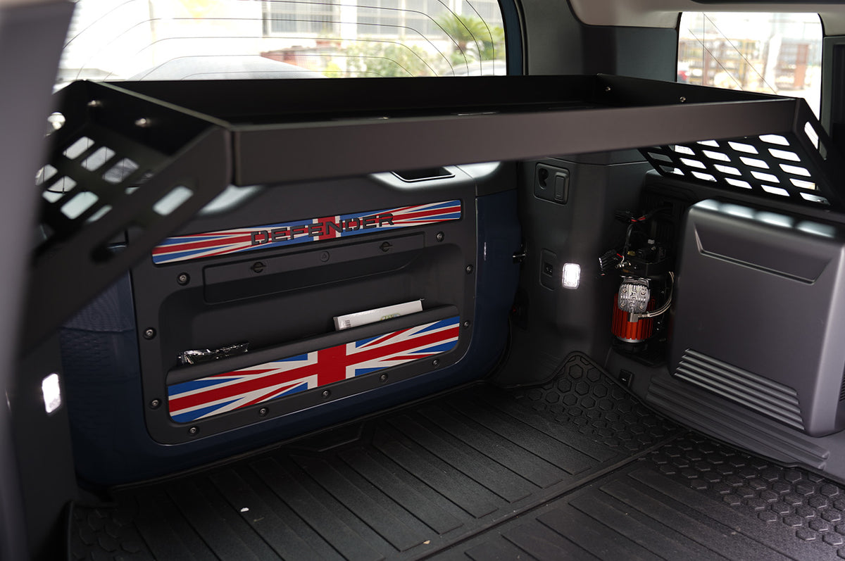Steel Platform Rack - PLOMOR Rear Cargo Storage Rack for Land Rover Defender 110 – Steel, Matte Black, Durable Organization