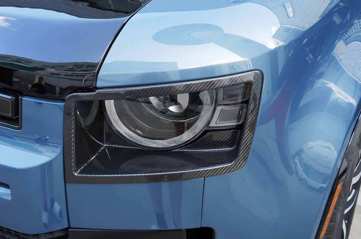 Easy Adhesive Installation - PLOMOR Dry Carbon Headlight Covers for Defender 90/110/130