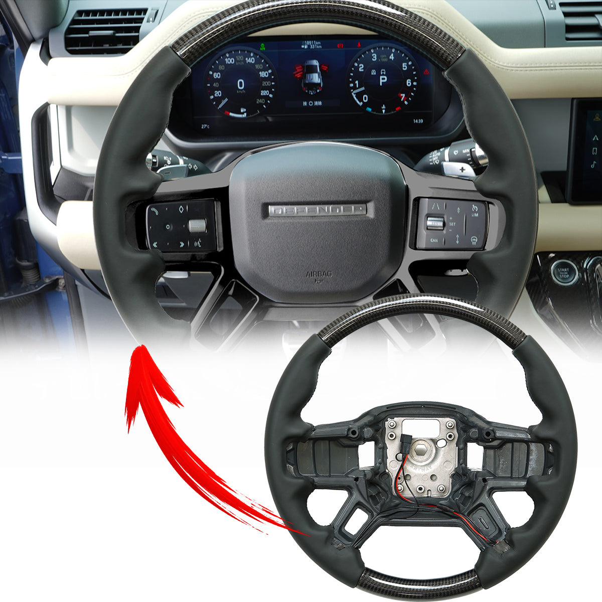 PLOMOR High-Performance Steering Wheel for Land Rover Defender 90 110 130
