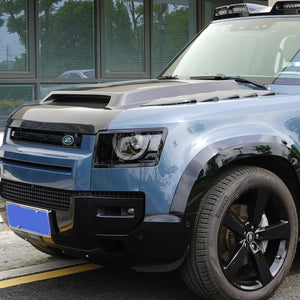 PLOMOR Defender 90/110 carbon fiber engine hood installed detail