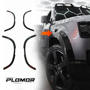 PLOMOR Carbon Fibre Fender Flares with LED Lights for Land Rover Defender 90 110