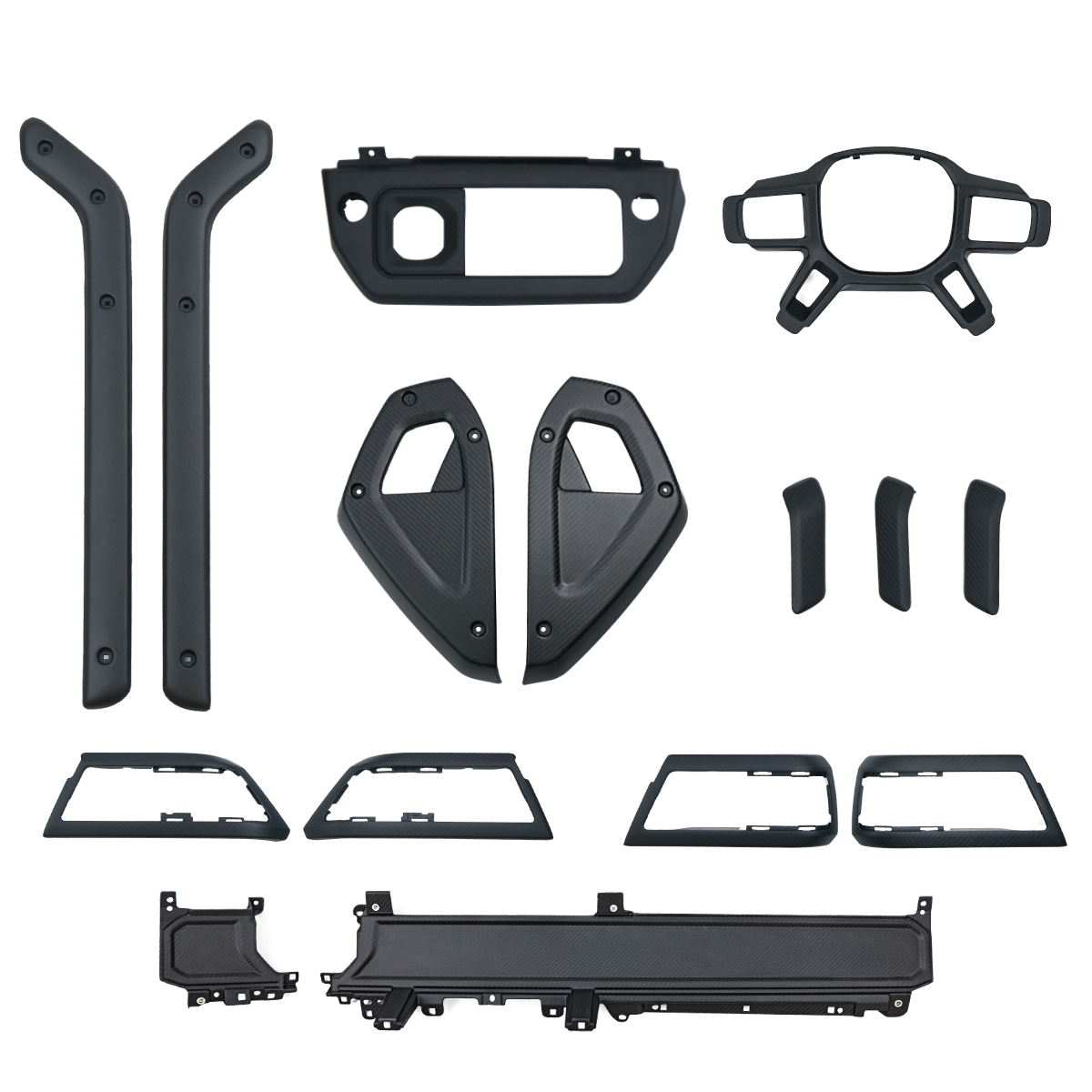 PLOMOR matte carbon fiber interior trim kit for Land Rover Defender