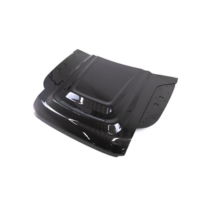 Side view of PLOMOR Dry Carbon Bonnet for Defender 90/110/130