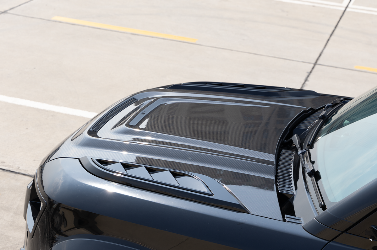 Direct OEM Replacement - PLOMOR Dry Carbon Bonnet for Land Rover Defender 90/110/130 (L663) – Lightweight, Glossy & Durable