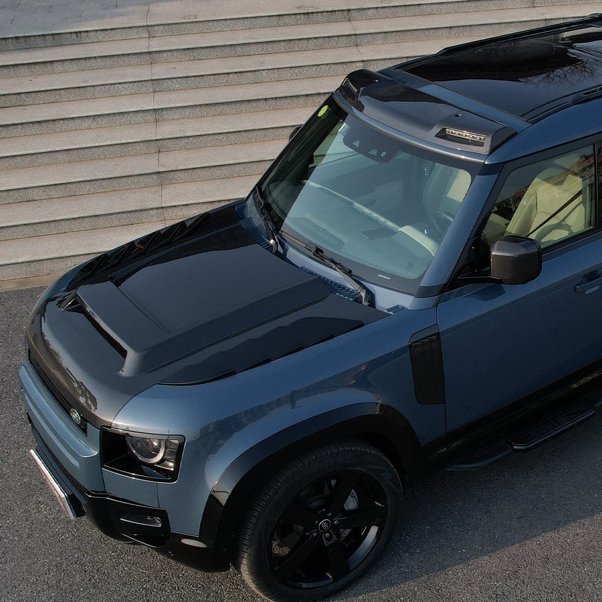 PLOMOR Dual LED Short Roof Light Bar ABS Installed Top View