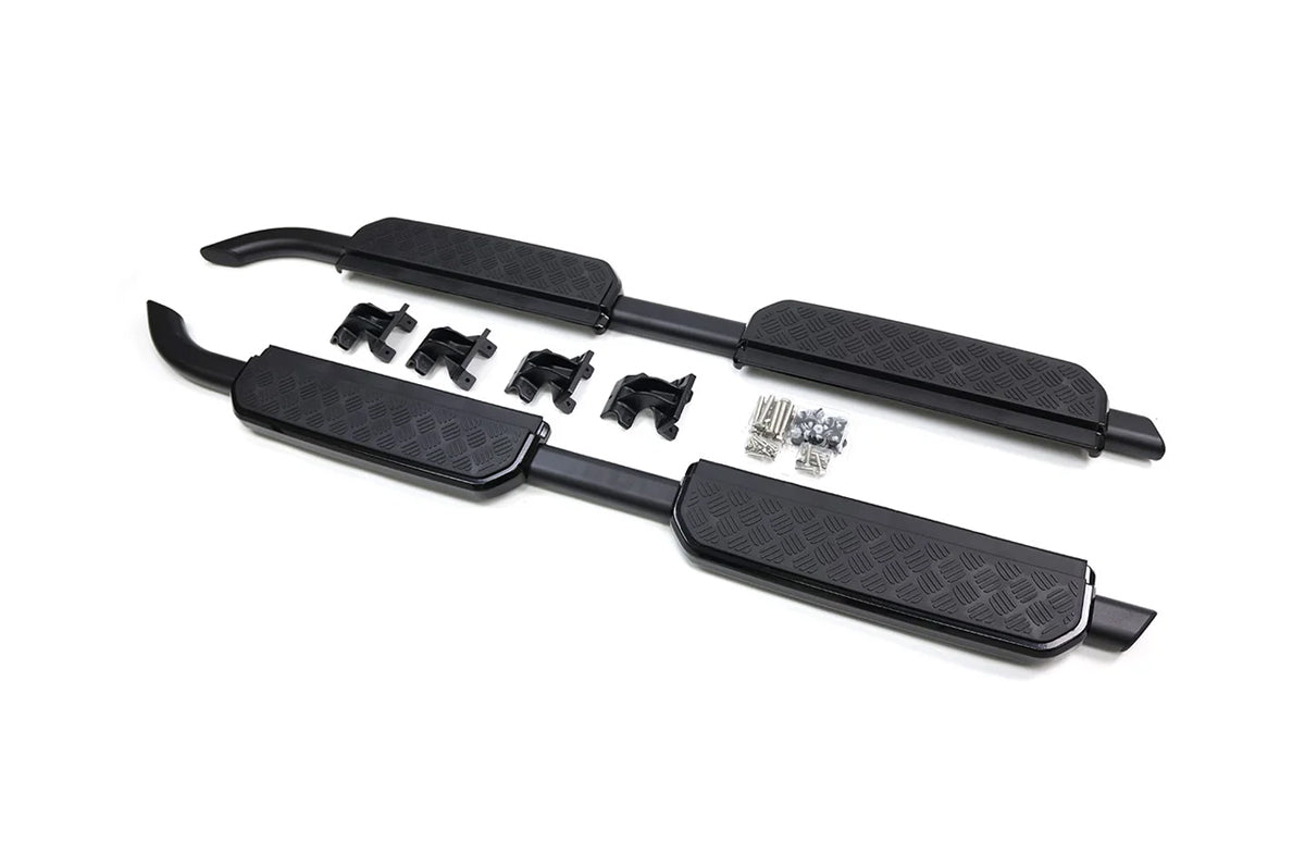 Gloss Black Checker Plate - PLOMOR Aluminium Side Steps for Land Rover Defender L663 90/110/130 – Gloss Black Checker Plate