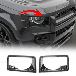PLOMOR Dry Carbon Fibre Headlight Covers for Land Rover Defender L663 90 110 130