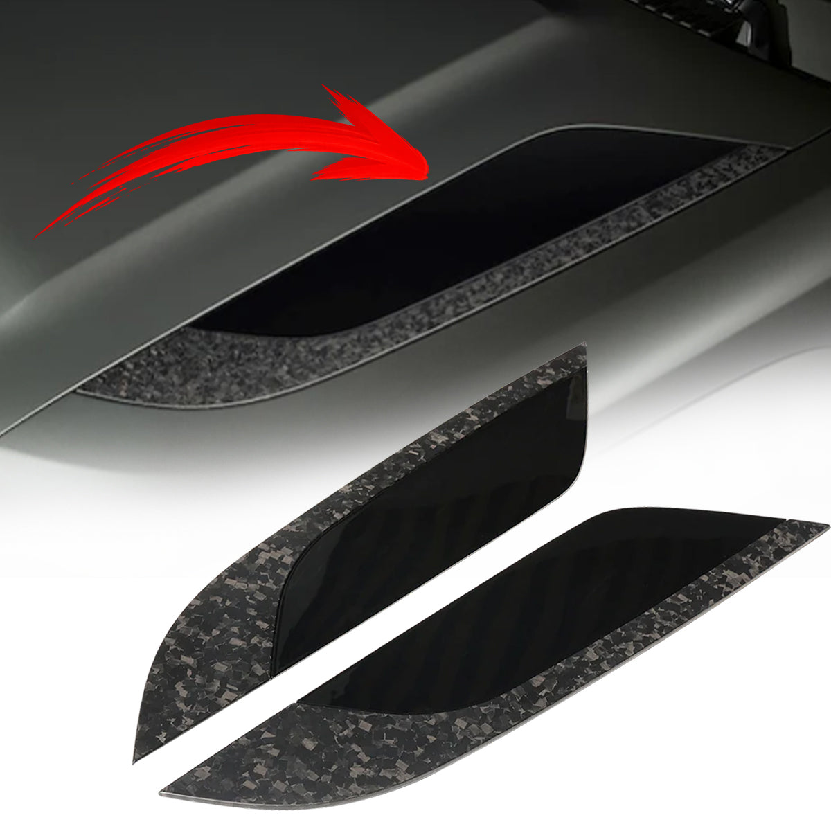 PLOMOR forged carbon fibre bonnet vents for Land Rover Defender L663