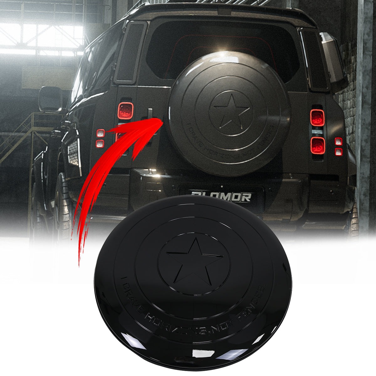 PLOMOR Defender L663 Star Design Spare Wheel Cover