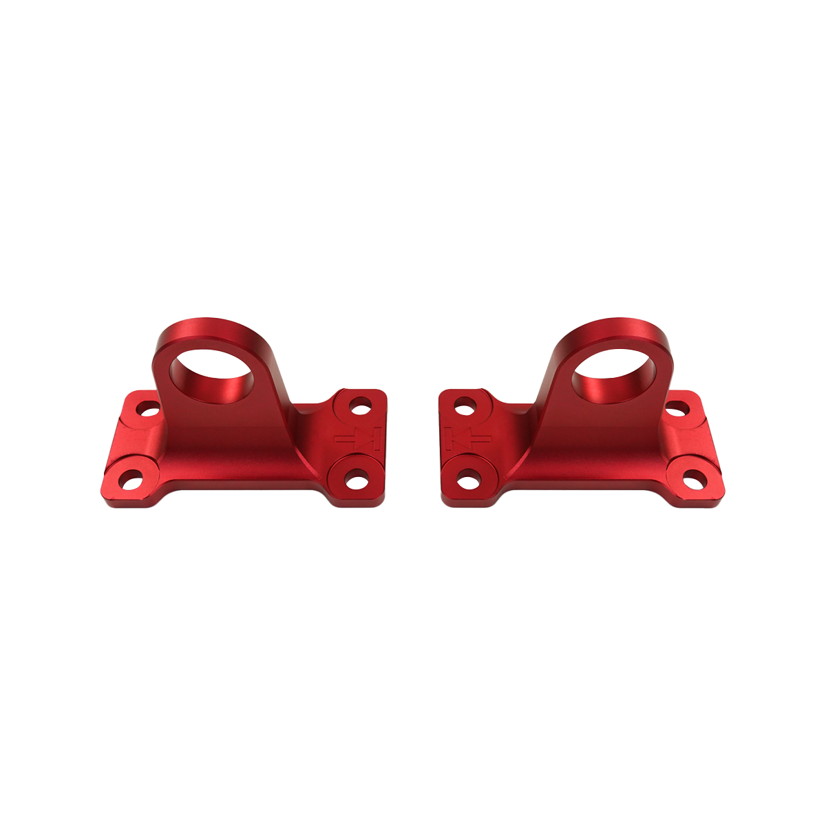 Installed PLOMOR tow rings black red finish Defender rear view